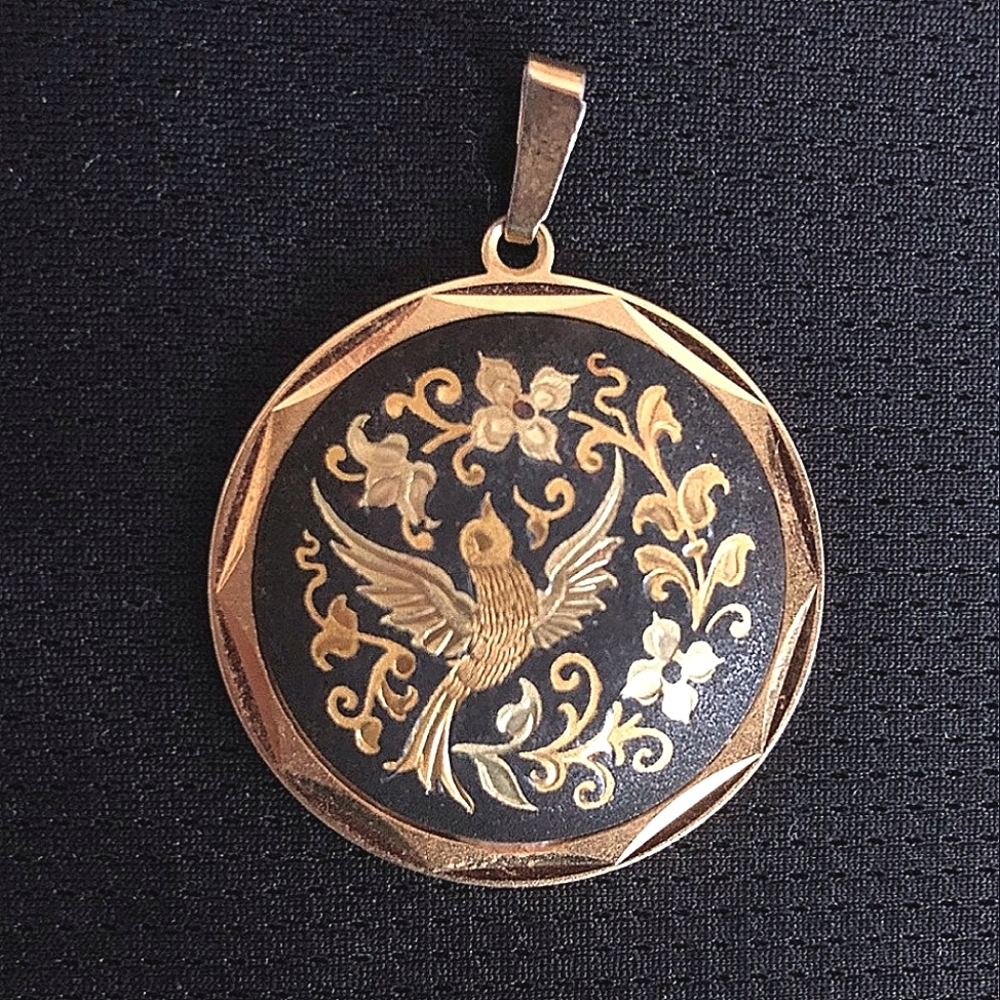 Large Damascene Floral Pendant